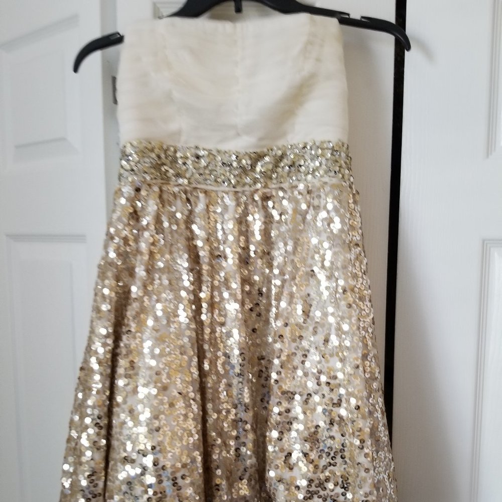 (NWT) MY MICHELLE ivory tulle and gold sequin short formal cocktail dress size 5